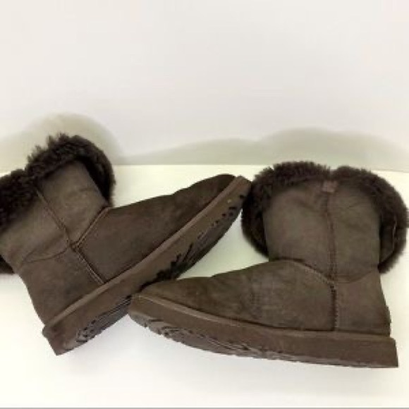 UGG Bailey Button II Suede Brown Boots, Sz 10 - Picture 4 of 4